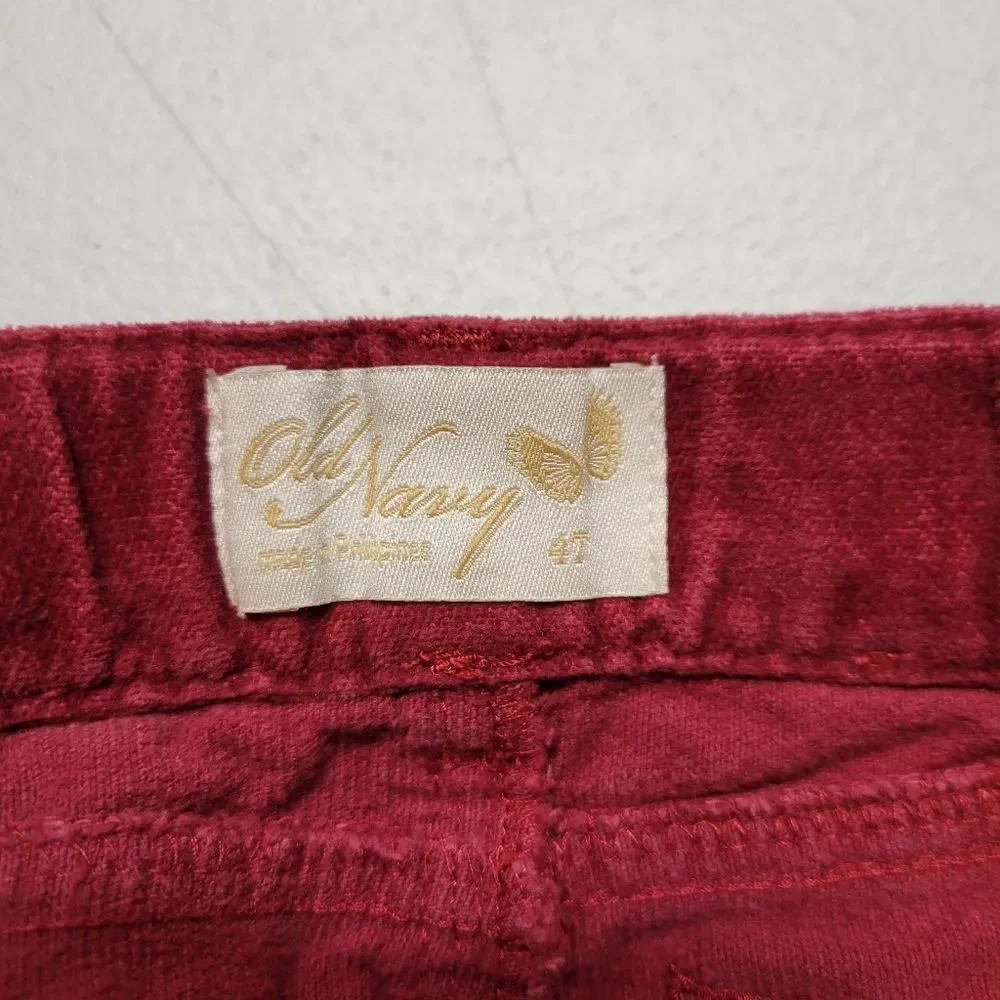 Y2K Old Navy 2 Piece Red Velvet Set with Tie Front Bolero Top Flared Pants